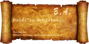 Balázs Achilles névjegykártya